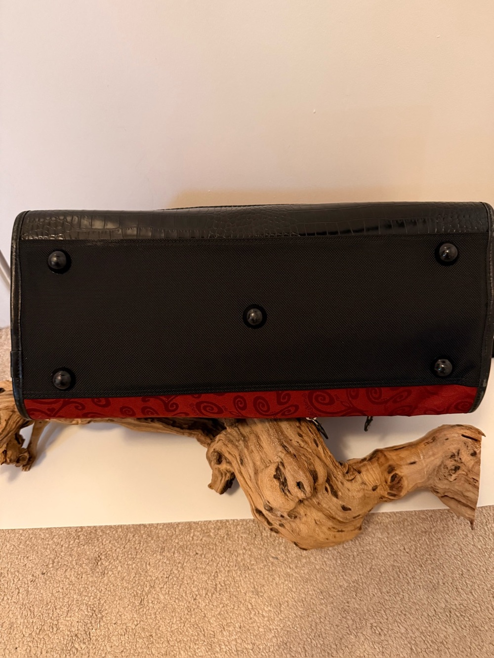 Brighton Ruby Red Jacquard Croc Leather Weekender Travel Bag Carry-On Elegant - Picture 13 of 15